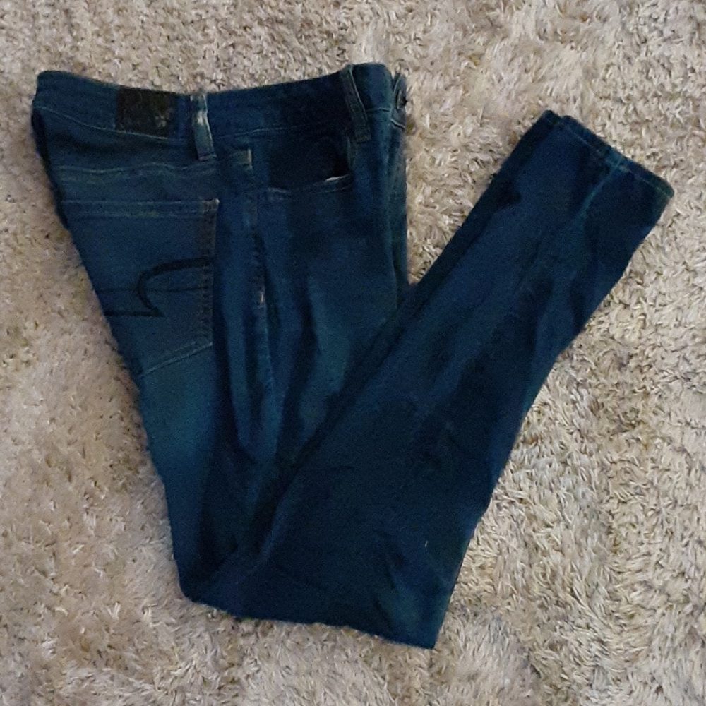 AEO DENIM JEGGING DARK BLUE SUPER SUPER STRETCH 6 REGULAR EUC